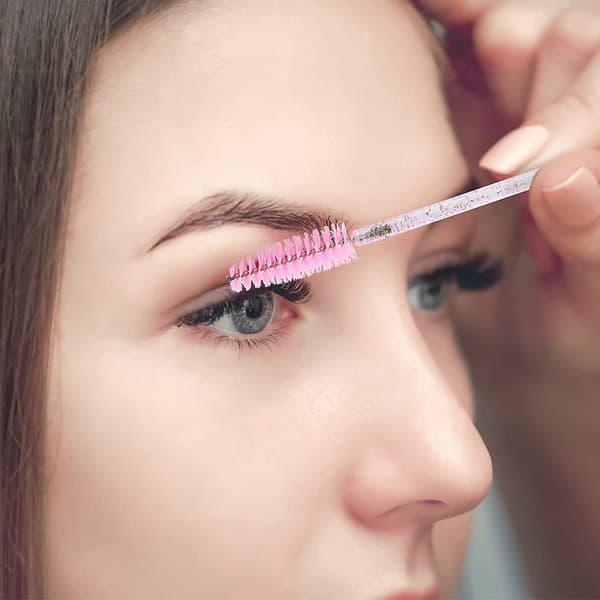 Mascara stav med beholder, engangs øyenvipper øyenbryn spoolie børste for sminke øyenvippeforlengelse spink100stk