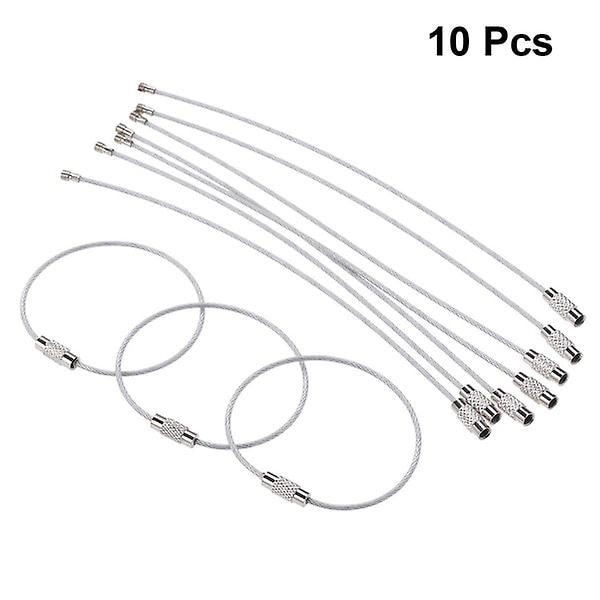 10 stk. wire nøglering rustfrit stål wire nøglering karabinhage kabel nøglering