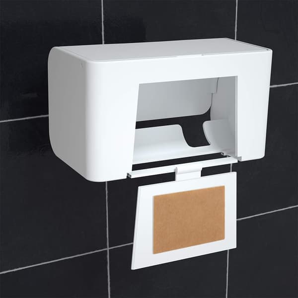 Tandborsthållare Väggmonterad med Cover 2 Slots (Vit 1-pack)