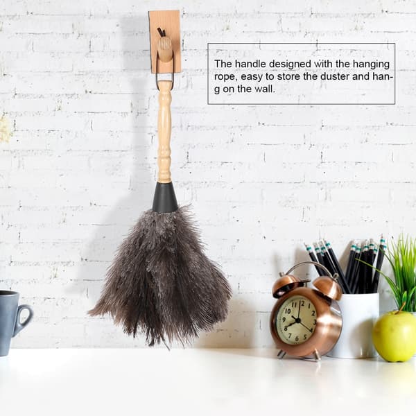 Reusable Ostrich Feather Duster with Anti-Static Wooden Handle