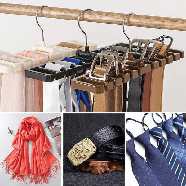 Bältesställhållare 10 slits Knytbälte Scarf Rack Organizer Robust Black