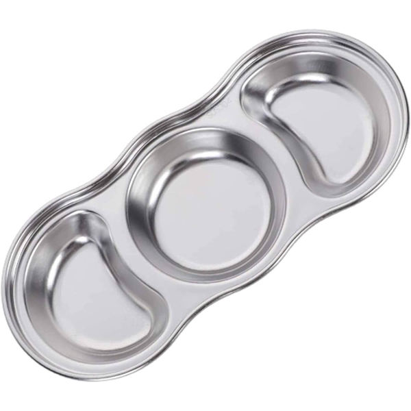 Elegant serveringsfat i rostfritt stål - 3 urgröpningar