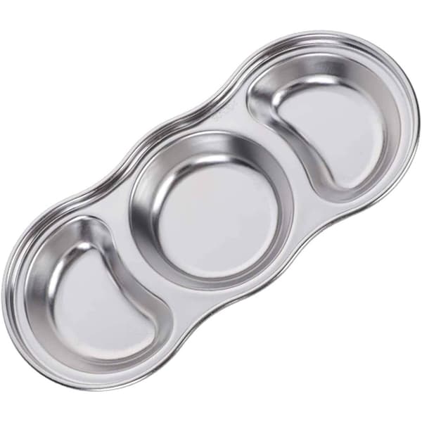 Elegant serveringsfat i rustfritt stål – 3 fordypninger