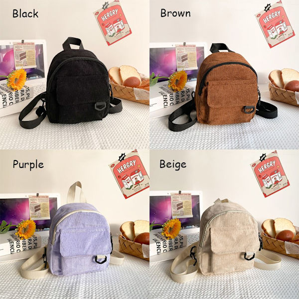 Mode Kvinner Mini Ryggsekk Ensfarget beige