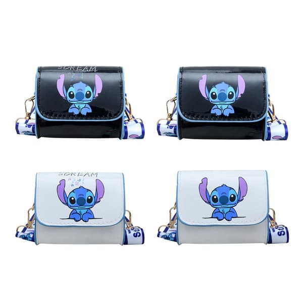 Stitch Messenger Väska Tecknad Söt Flickor PU Läder Underarms Mini Väska Tote Mode Kvinnor White without letter