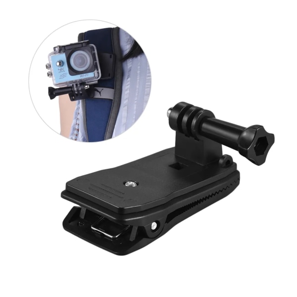 Ryggsekk med hette Clip Mount 360 graders rotasjon spennarm for GoPro Hero 7/6/5/4/3+ for Xiaomi Yi Lite 4K+ actionkamera