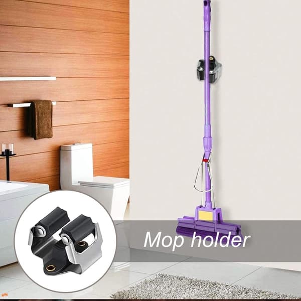 4 delar Mopp Väggmonterade Clips Mopp Kvasthållare Verktyg Mopp Väggmonterad