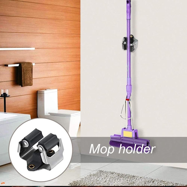 4 Dele Moppe Vægmonterede Clips Moppe Kostholder Værktøj Moppe Vægmonteret