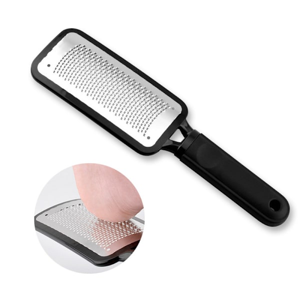 2-pak rustfri stålhårdhudsfjerner, grove og fine fodfile, fodfile til pedicure og fodpleje, (sort)