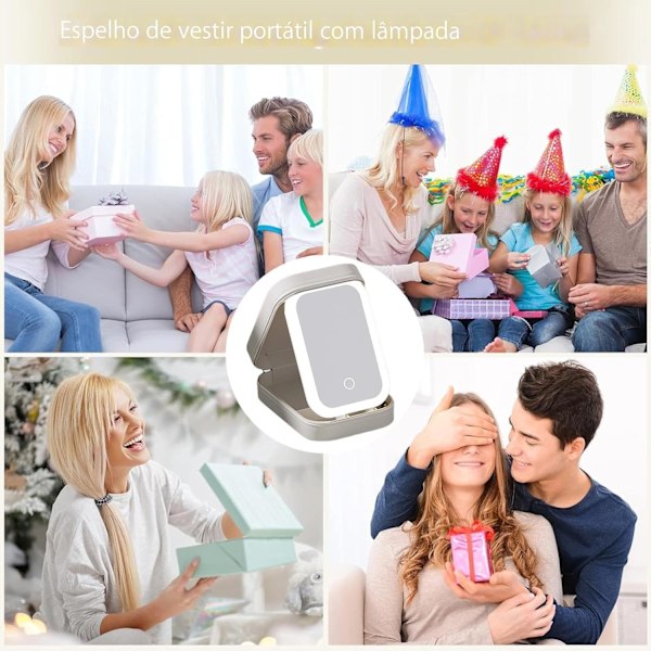 Lysende spejl makeupboks, kosmetisk opbevaringsboks med LED-spejl | Bærbar makeupboks - 3 farver med lysende makeupboks, rejsemakeupboks white