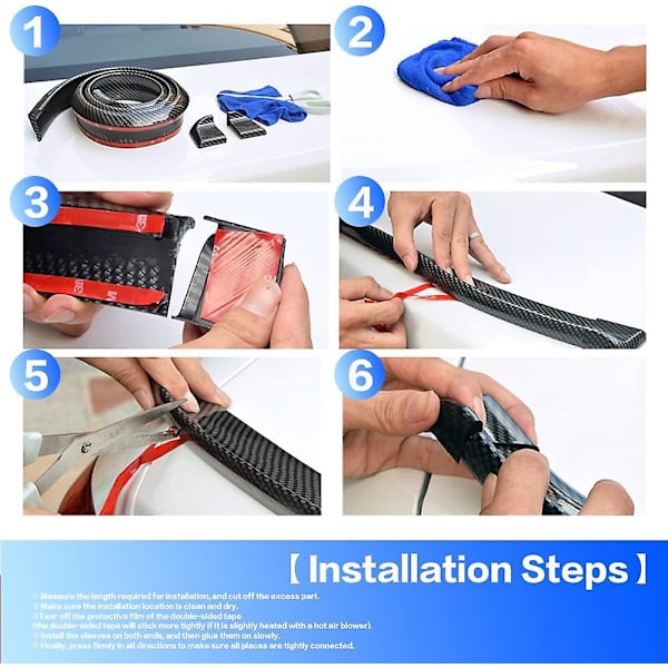 Bilstammspoiler Takläpp Kit, 3D PU Bakre Bagageutrymme eller Takspoiler Sticker Bar med Kolfibermönster, Bil Bak black