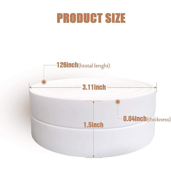 Forseglingstape, vandtæt og selvklæbende tætningsstrimmel til badeværelse, toilet, køkkenvæg, forseglingstape (3,2 m * 3,8 cm)