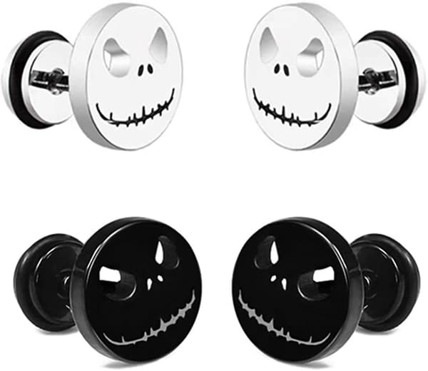 Jack Skull Stud øreringe til mænd Øreringe i rustfrit stål til kvinder mænds punk stil hiphop smykker med gaveæske
