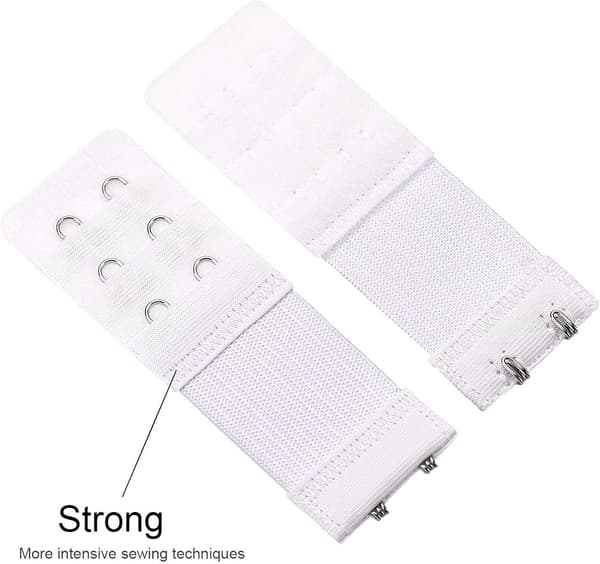 BH-förlängare i 6 delar - Elastisk förlängare - 2 krokar 3 rader Vit
