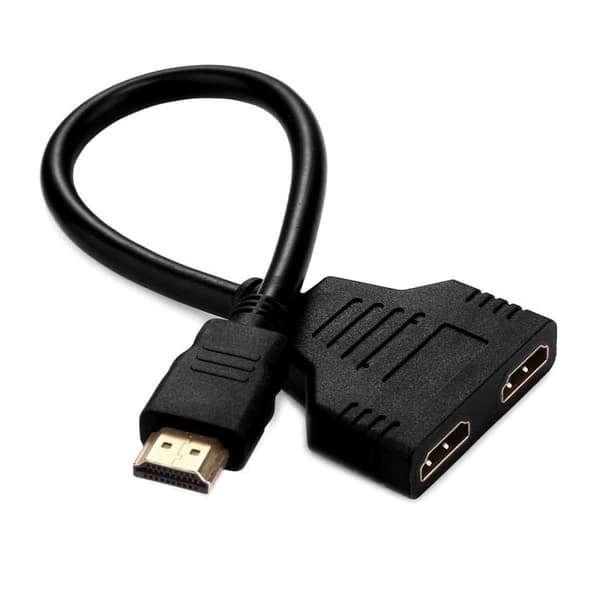 HDMI-adapter, 1xHDMI hann til 2xHDMI hunn 30cm -