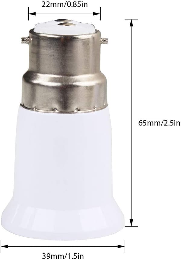 15 stk. B22-sokkeladapter til E27, baselampekonverter, lyspæreadapter for LED-lamper