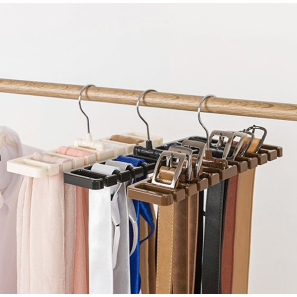 Bælteholder 10 slidser Slips Bælte Tørklæde Rack Organizer Robust Black