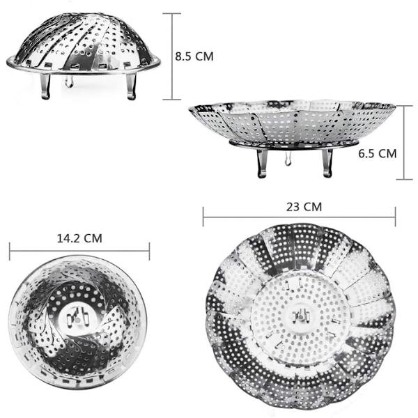 Sammenklappelig grøntsagsdamper, 14-23 cm diameter