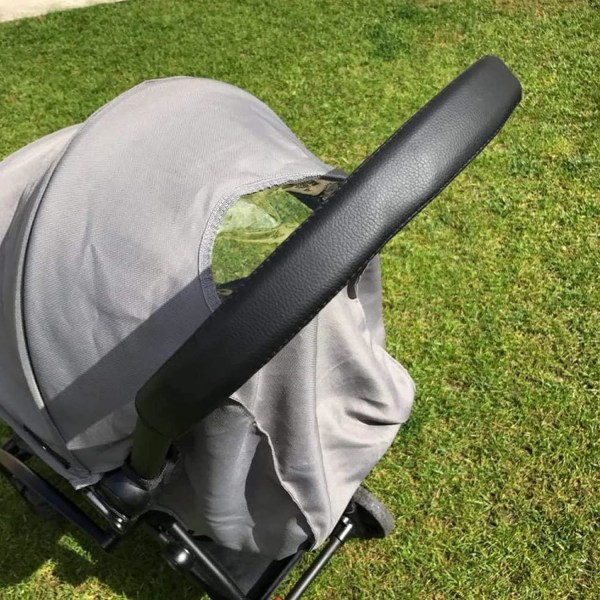 2 stycken skydd, universal skydd, PU-läder vagnhandtag, passar de flesta barnvagnar
