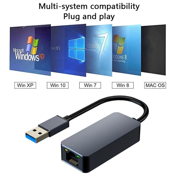 USB-A - RJ45 Nettverksadapter Grå