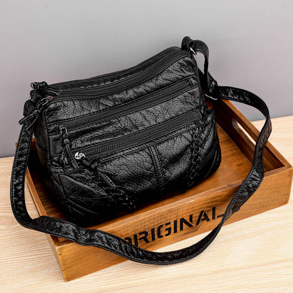 Crossbody-väska i PU-läder Tygväska BRUN - hög kvalitet Black