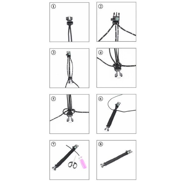 2 kpl 5-in-1 Paracord Selviytymisranneke tuluksella, kompassilla jne.