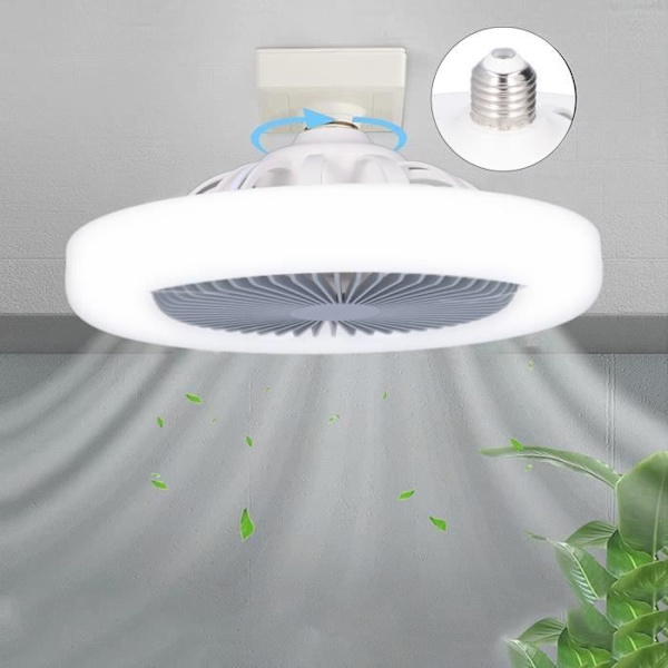 Dioche Loftventilator Lampe Lys Loftventilator E27 30W Støjsvag Justerbar LED Ventilatorlampe til