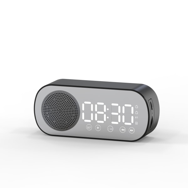 Multifunktionell Smart FM-radio Bluetooth högtalare Väckarklocka Spegelklocka (rosa) black