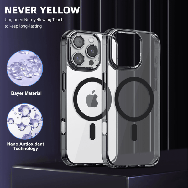 Sort Gennemsigtigt Cover til iPhone 16 15 Plus Pro Max til Magsafe Trådløs Opladning Mat Cover iPhone15Plus