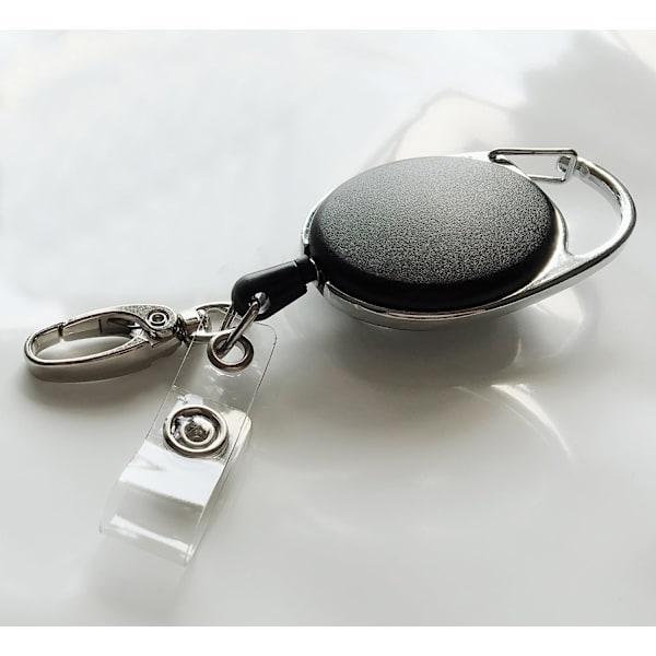 Infällbar märkesrulle med klolås och klämma för ID-korthållare (2-pack)