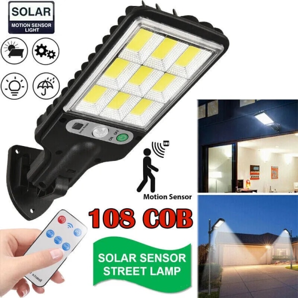 Solcellsdriven LED-vägglampa för utomhusbruk, 3 lägen, rörelsedetektering, för trädgård, terrass, garageport, gatubelysning 616-4