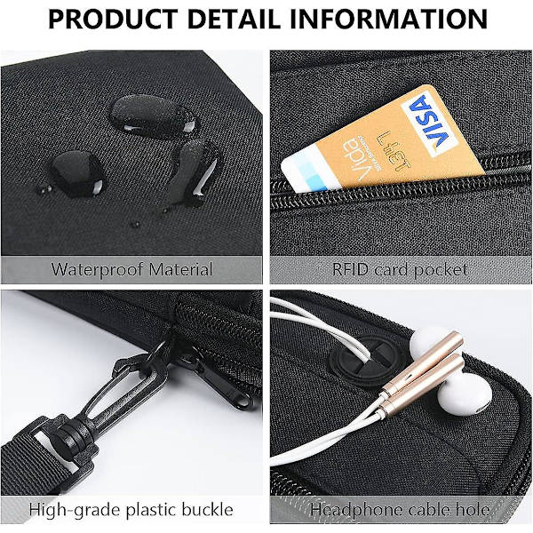 Herr axelväska, stöldskyddad axelväska med flera fickor, vattentät herr messenger väska crossbody bröstväska för resor, cykling, vandring ryggsäck Black