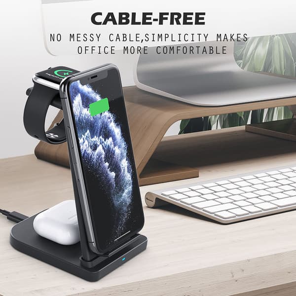 Laddar USB 3 W 1 Multi Langaton Laturi Apple Matkapuhelin Kuulokkeet Kello