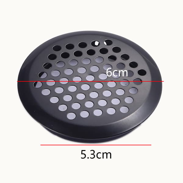 -53mm-5 stk. rustfrit stål ventilationsgitter, sort rund mesh