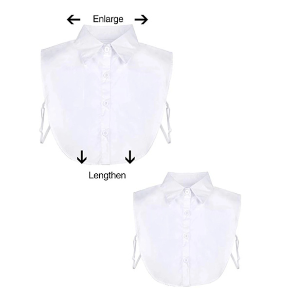 Kvinner Dame Falsk Krage Halv Skjorte Stil Bluse Avtakbar Krage White color