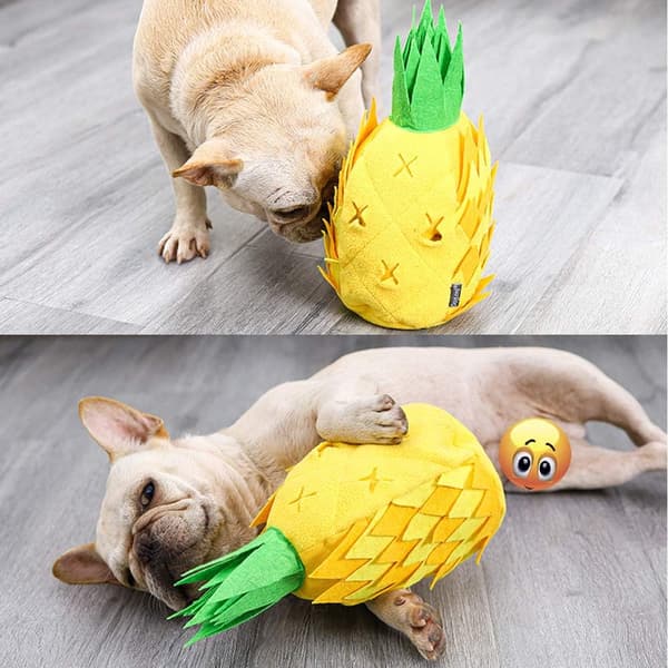 Sød ananas hundesnuse legetøj, plys pivende snusetog