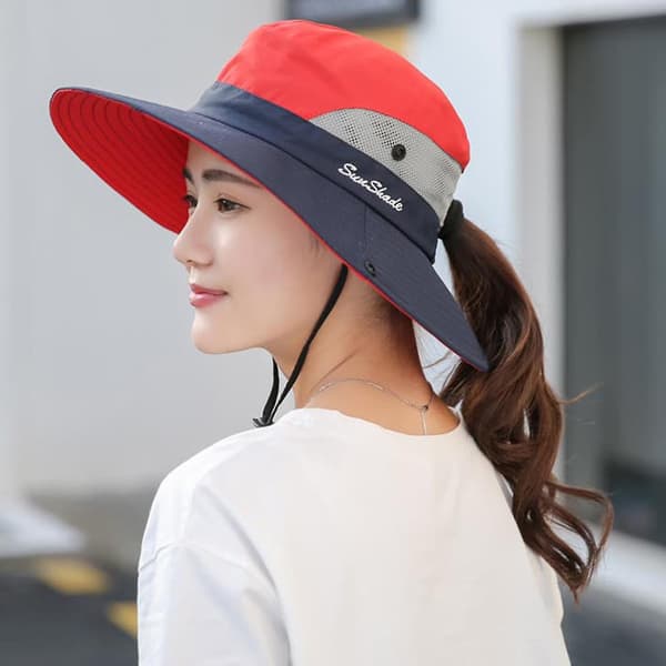 Bucket Hat Kontrastfarve Foldbar Herre Dame Farveblok Anti-sol Cap Til Udendørs