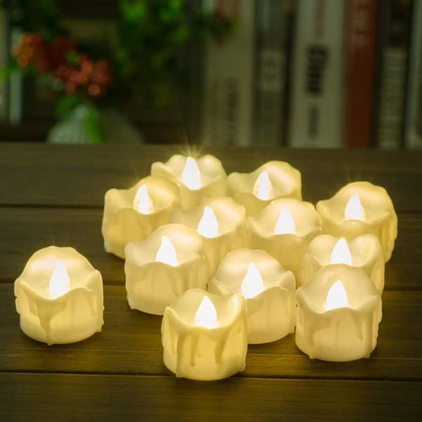 LED-lys med timer, pakke med 12 flameløse LED-telys