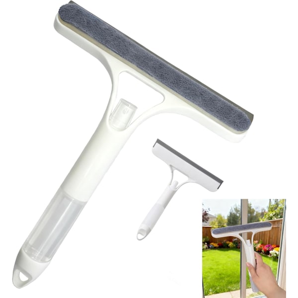 3-in-1 Window Cleaning Squeegee, Multifunctional Spray Window Scraper Cleaning Tool, Mirror Squeegee, Scraper and Scrub Bottle Window Squeegee