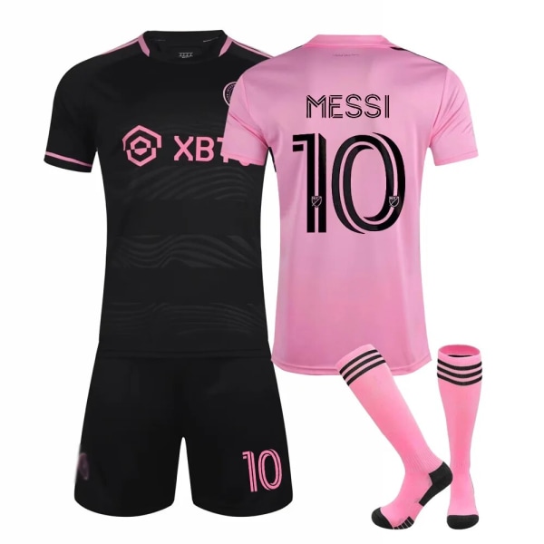 Miami hemma och borta nr 10 Lionel Messi International Major League fotbollströjor set vuxen tröja (strumpor ingår) XS Pink