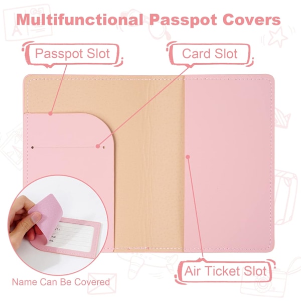 2 stk. Passholder Bagasjelapp, Passholder og Sett for par Bryllupsfest Bryllupsreiser brown