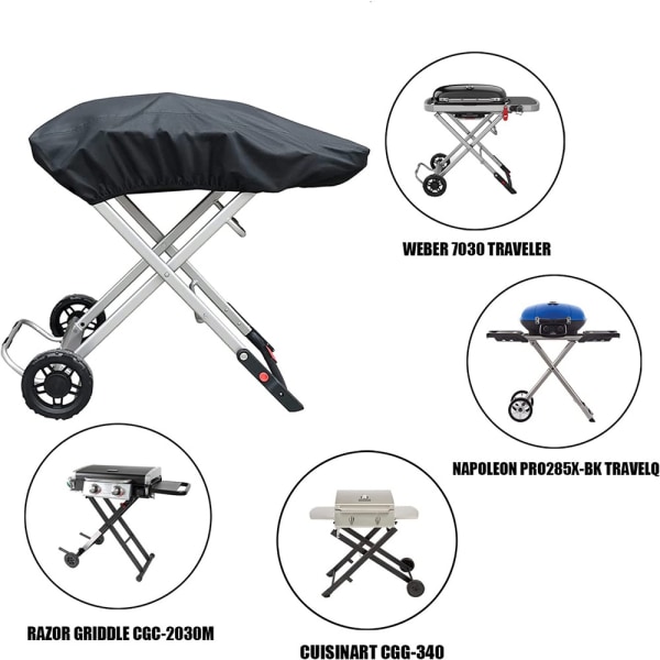 Utendørs Kraftig Vanntett Oxford Stoff 100*47*25cm Trekk for Weber Traveller Bærbar Gassgrill svart 210D