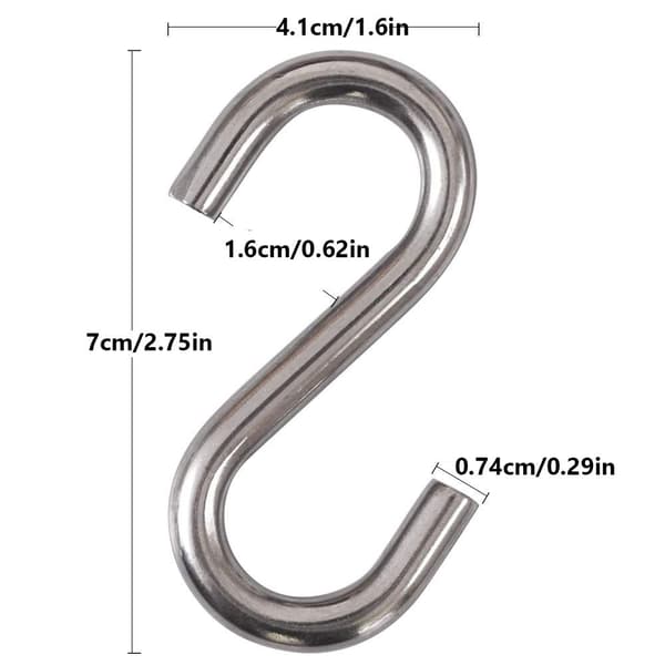 2 st Heavy-Duty S-krokar 2,75 tum Hängmatta Swing S-krokar S-formade
