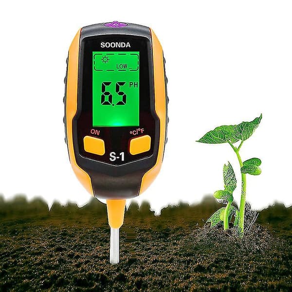 Jord pH-måler 4-i-1 fuktighet digitalt plantetermometer
