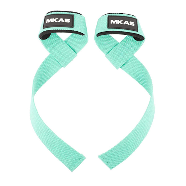 Tyngdlyftningsremmar Dämpade handledsremmar Styrketräningsstöd Marklyftsband för män MKAS 2pcs Cyan