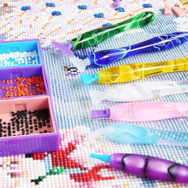 5D hjerte diamantmaleri pen punkt bore pen hoved med lim ler rulle 4