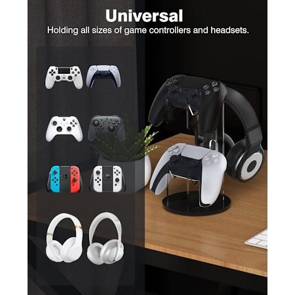 2-i-1 spillkontroller- og hodetelefonstativ for PS4, PS5, Xbox