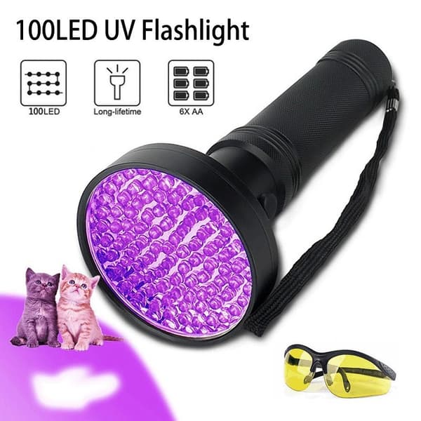 UV-taskulamppu 100 LED:llä - suuri
