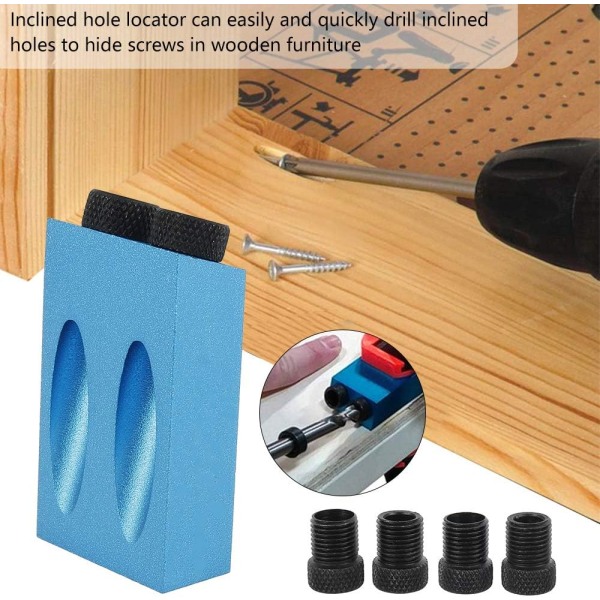 14 st Pocket Hole Jig Kit - 15° Punch Locator Vinkel Träbearbetningsverktyg Hål Skruv Jig Positioner Borrsats Bit Jig Clamps för träbearbetning