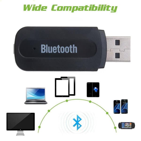 AUX Bluetooth Lydmottaker Stereoadapter for Trådløs Musikk svart